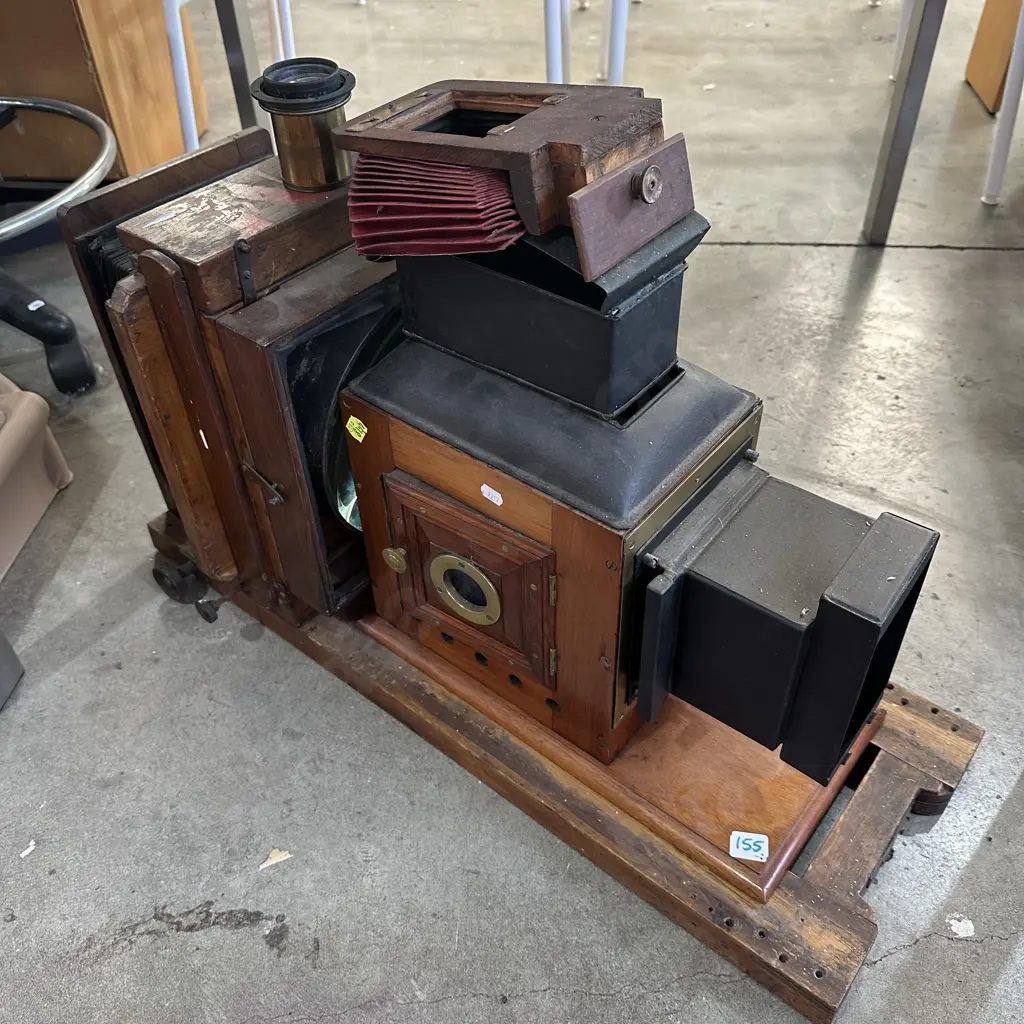 Very early photographic enlarger, Ivory name plates with makers name. Image 1++
