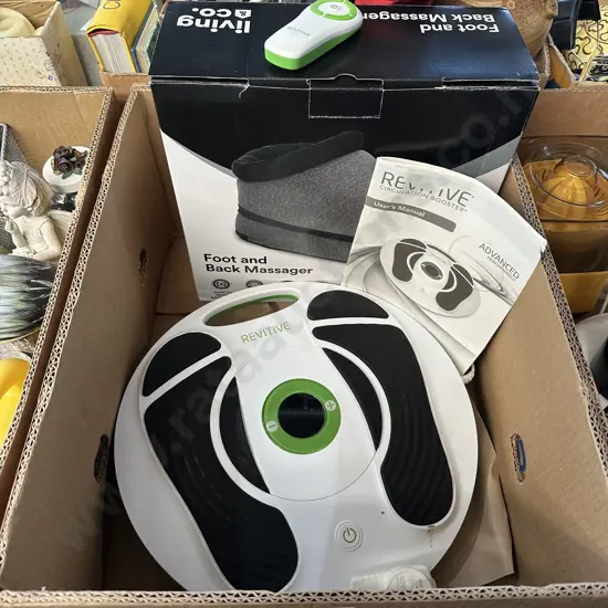Boxed new foot and back massager plus Revitive circulation booster and remote.