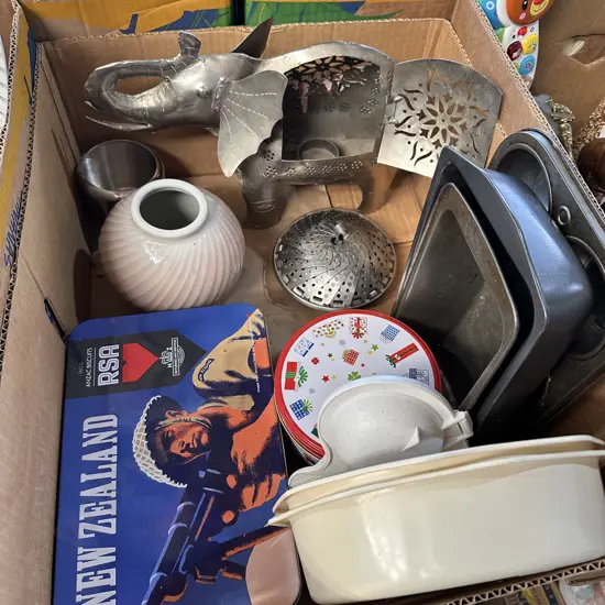Metal Elephant tea light holder, vase, baking tins etc.
