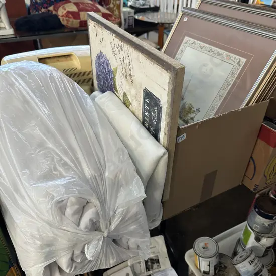 Four pictures and bedding.