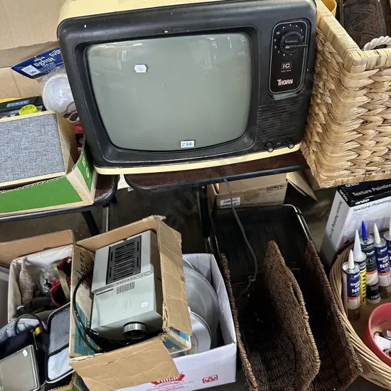 Thorn 12 inch TV plus Hanimex 150 slide projector and lights.
