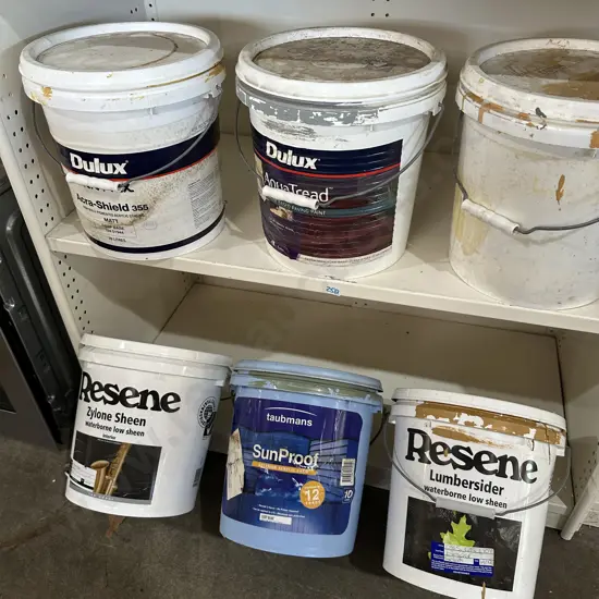 Six part buckets of paint.