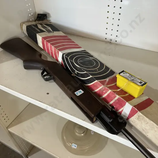 Air rifle, box and amo. (as is)
