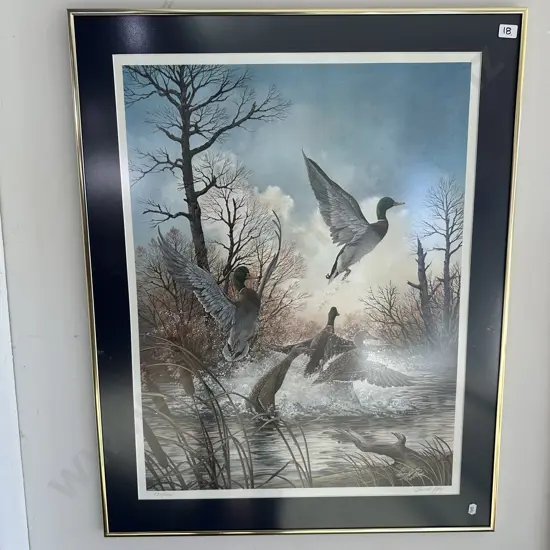 Ltd edition signed & numbered Duck print by Harold Roe 1984