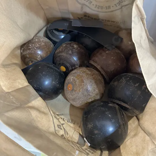vintage wooden lawn bowls