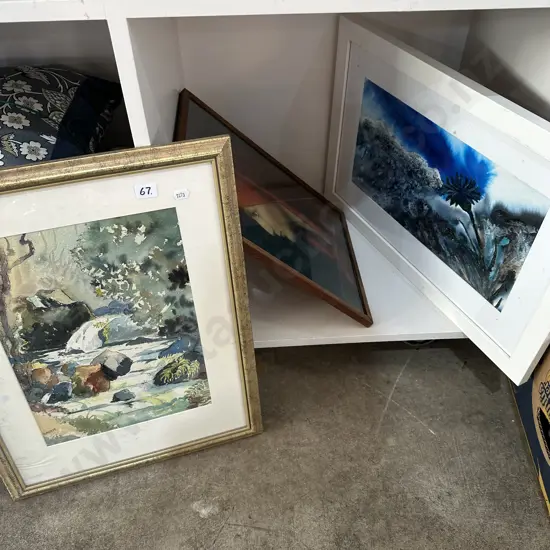 2 paintings and print