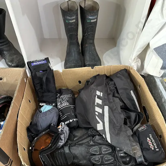 motocycle gloves, goggles, pacsafe, boots etc
