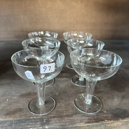 set of 6 vintage hollow stem Champagne glasses