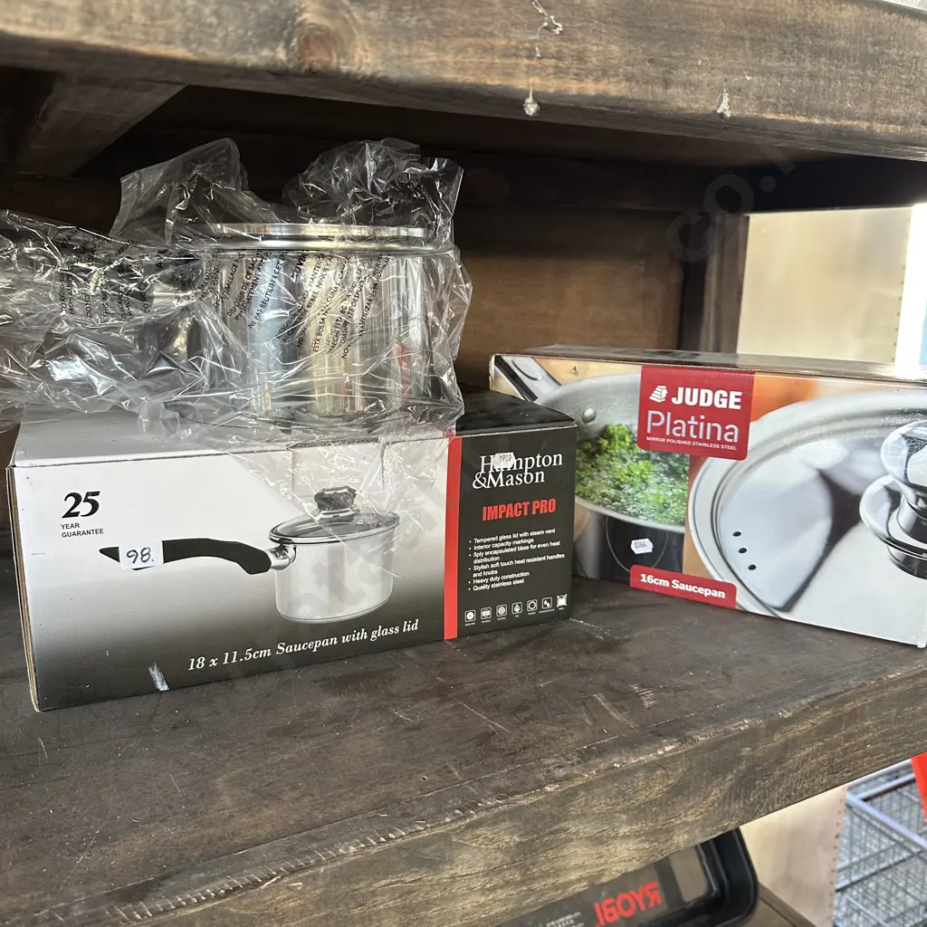 2 x new saucepans 16 & 11.5cm Image 1++