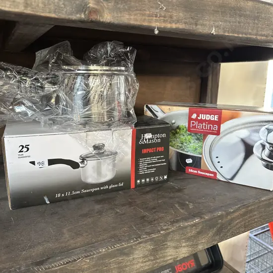 2 x new saucepans 16 & 11.5cm