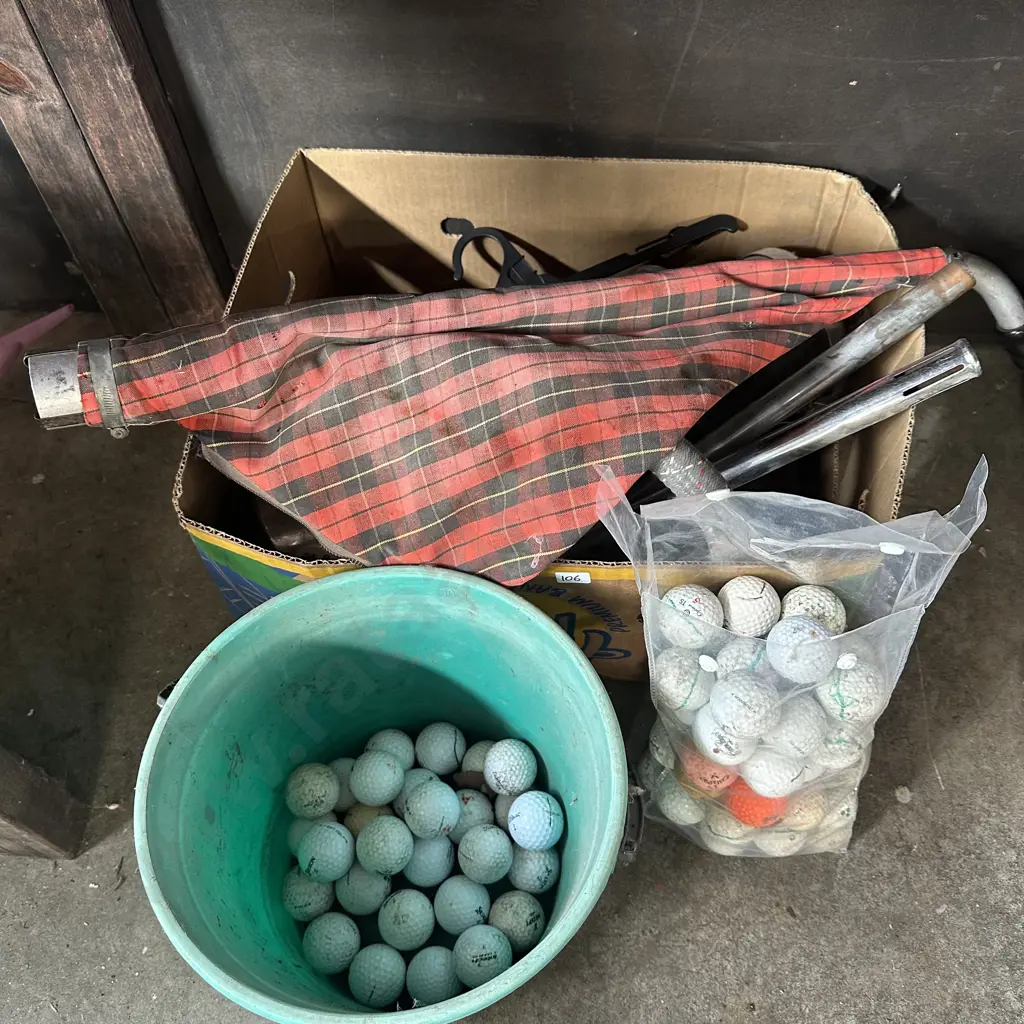 lots of golf balls, shag bag and vintage vac Image 1++
