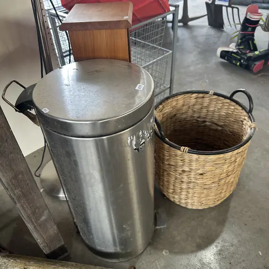 pedal bin and wicker basket