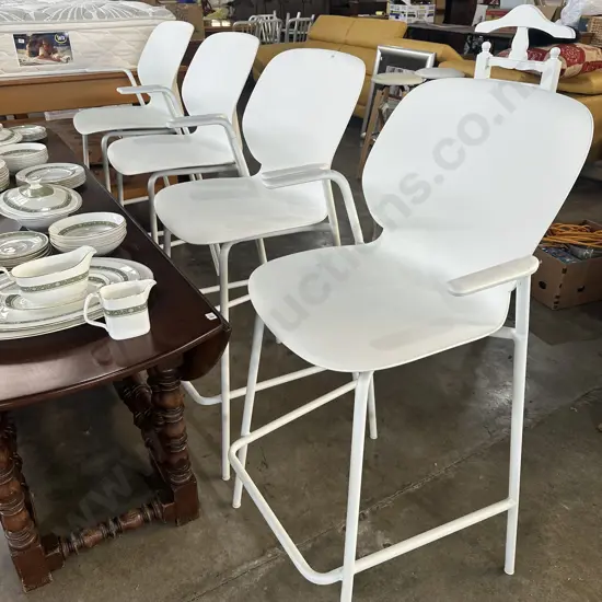 4 large Haworth pool side bar stools