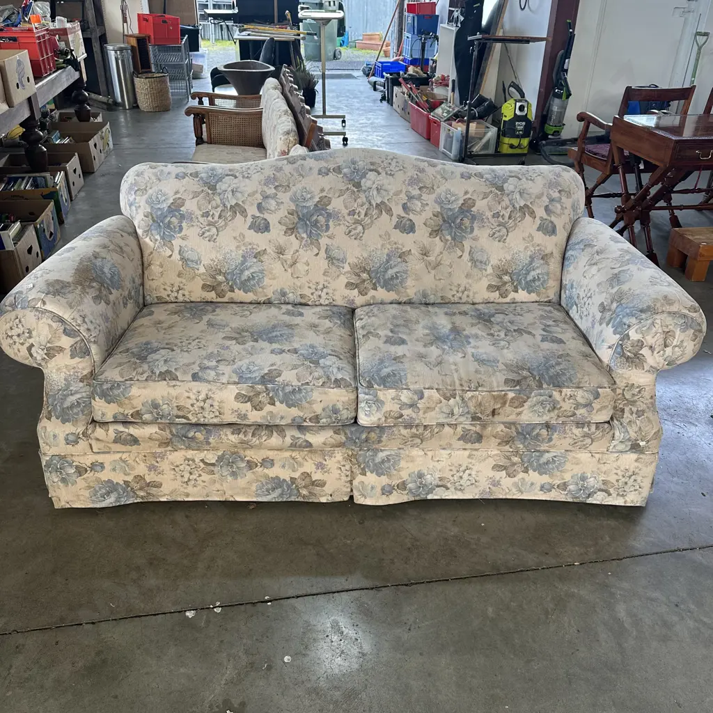 sanderson covered rolled arm sofa bed - in a used condition Image 1++