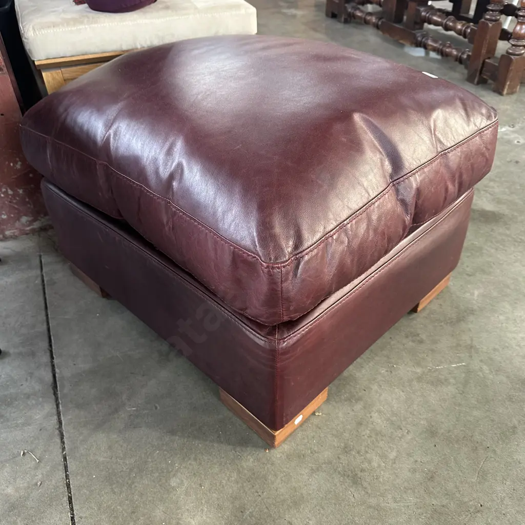 Natuzzi Burgandy leather foot poof Image 1++