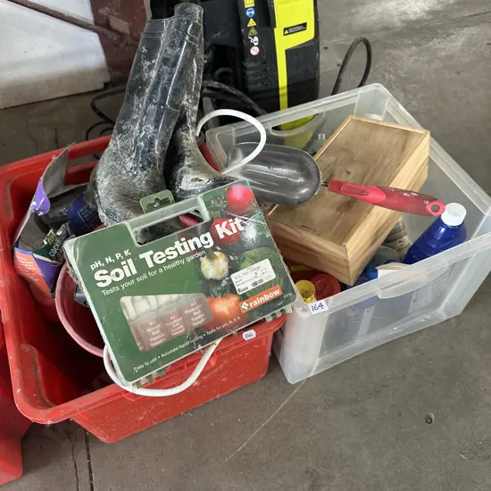 2 bins product and gum boots etc