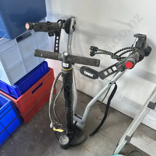 Thule bike rack and flogged pump