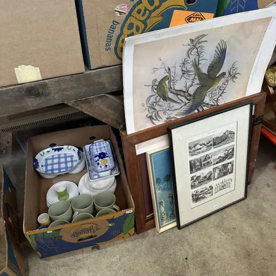 Dinnerware, pictures and prints.