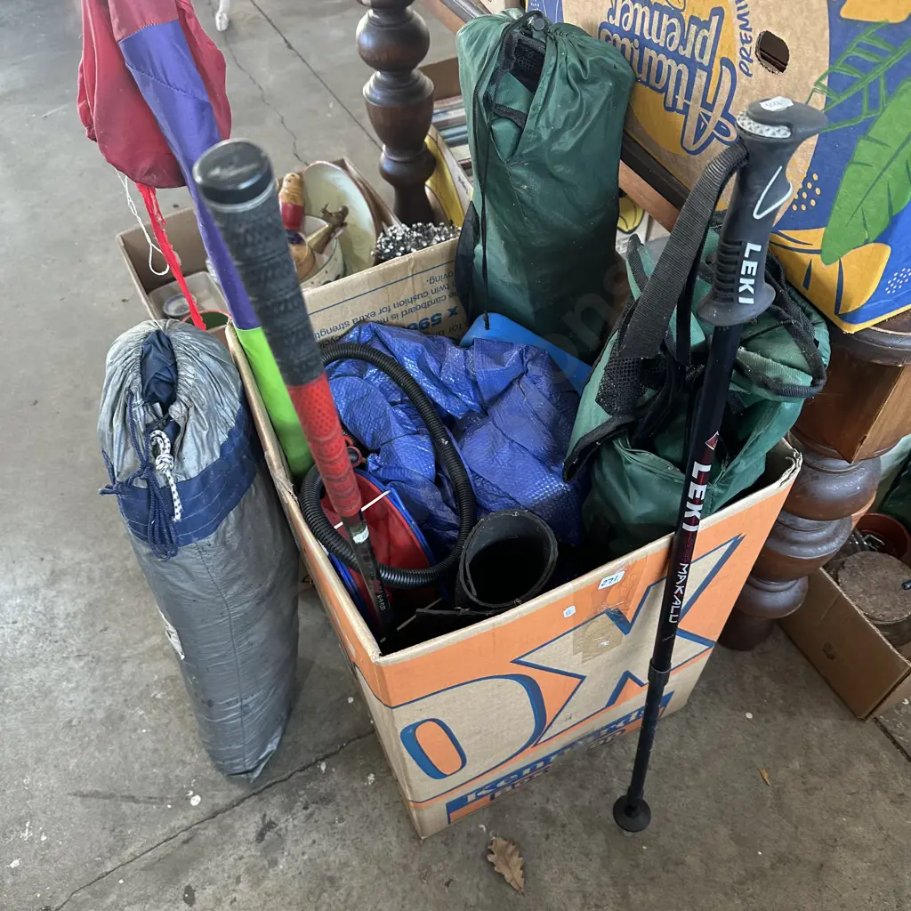 Tent, mats, camp chairs, tarp, air bed pump etc. Image 1++