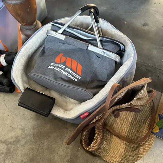 Pet bed and bags.