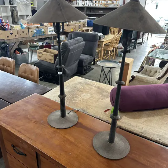 Pr of tall metal tilt top lamps