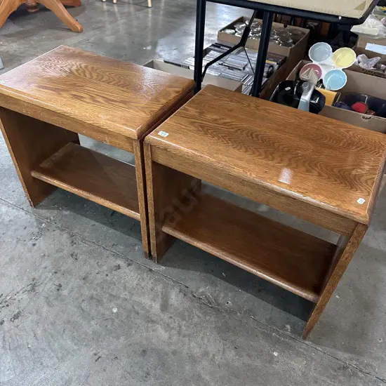 Pr of 1940s Oak bedsides