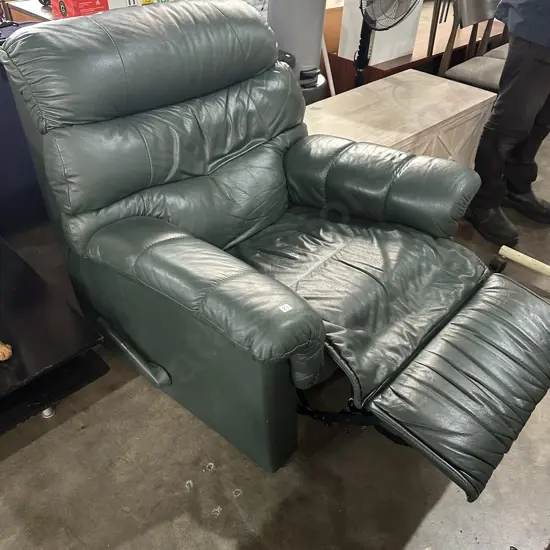 Green leather recliner chair