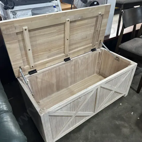 Whitewashed wooden toy/linen box