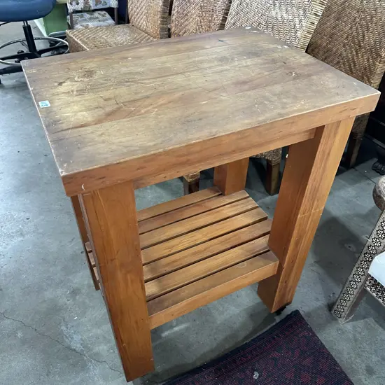 solid Rimu mobile kitchen chopping table