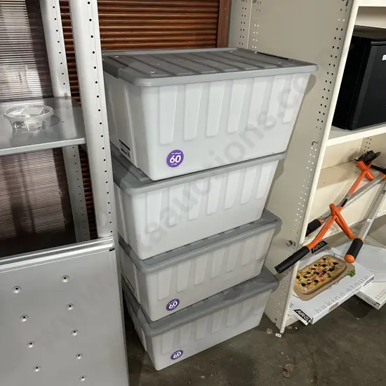 4 x 60litre lidded bins on wheels