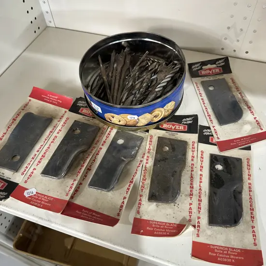 drill bits and 6 new mower blades