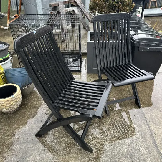 Pr of folding wooden chairs