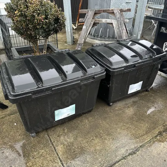 Pr of 160L rolling dumpster storage containers
