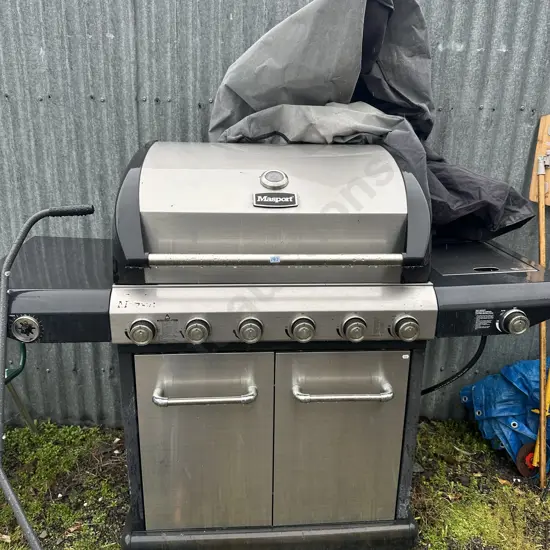 Masport BBQ with cover and tools.
