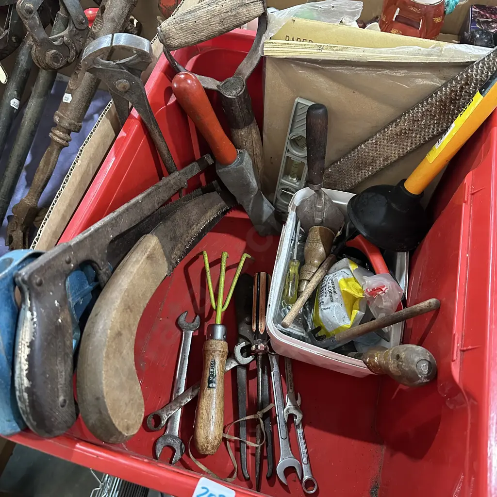 Bin of tools and sandpaper etc. Image 1++