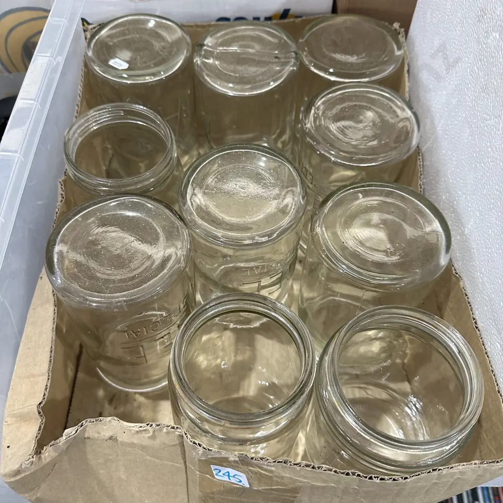 Box lot of eight Large Agee jars and others. Image 1++