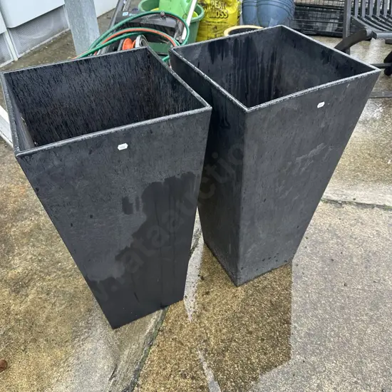 Pr of tall moulded planters with feeders in base