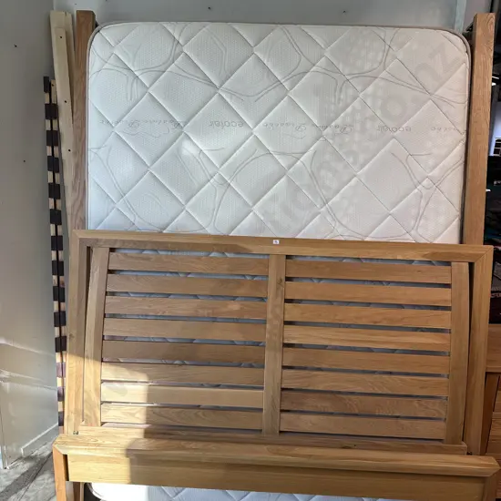 Queen size slat bed  with OAK surround & mattress