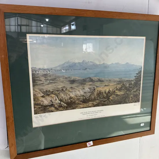 Barraud 1874 "Lake Taupo with mounts Tongariro, Ngauruhoe, and Ruapehu" Ltd ed.