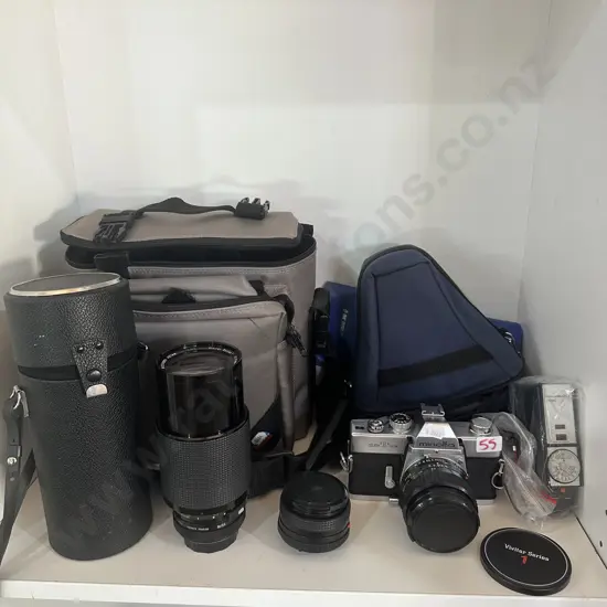 Minolta camera, lenses & bags