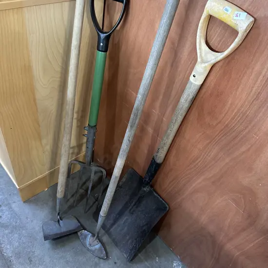 wide mouth shovel and garden tools