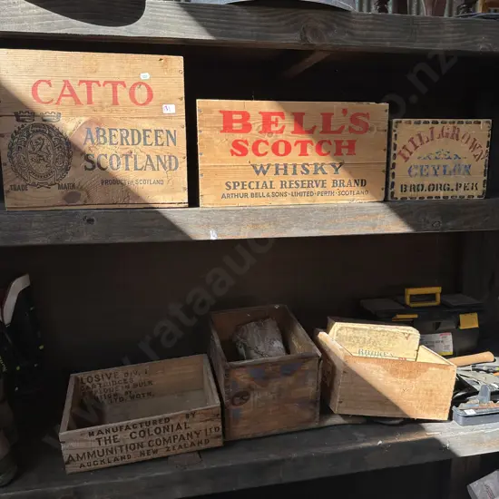 collection wooden boxes