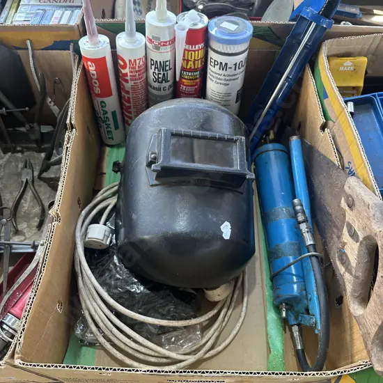 greasegun, calking gun, helmet etc