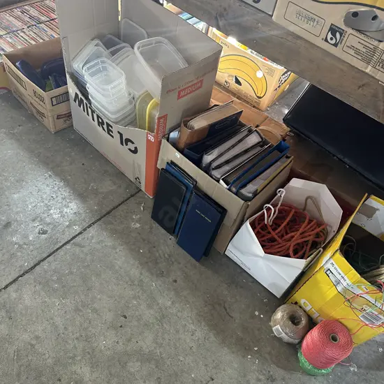 tupperware, photo albums, ropes etc