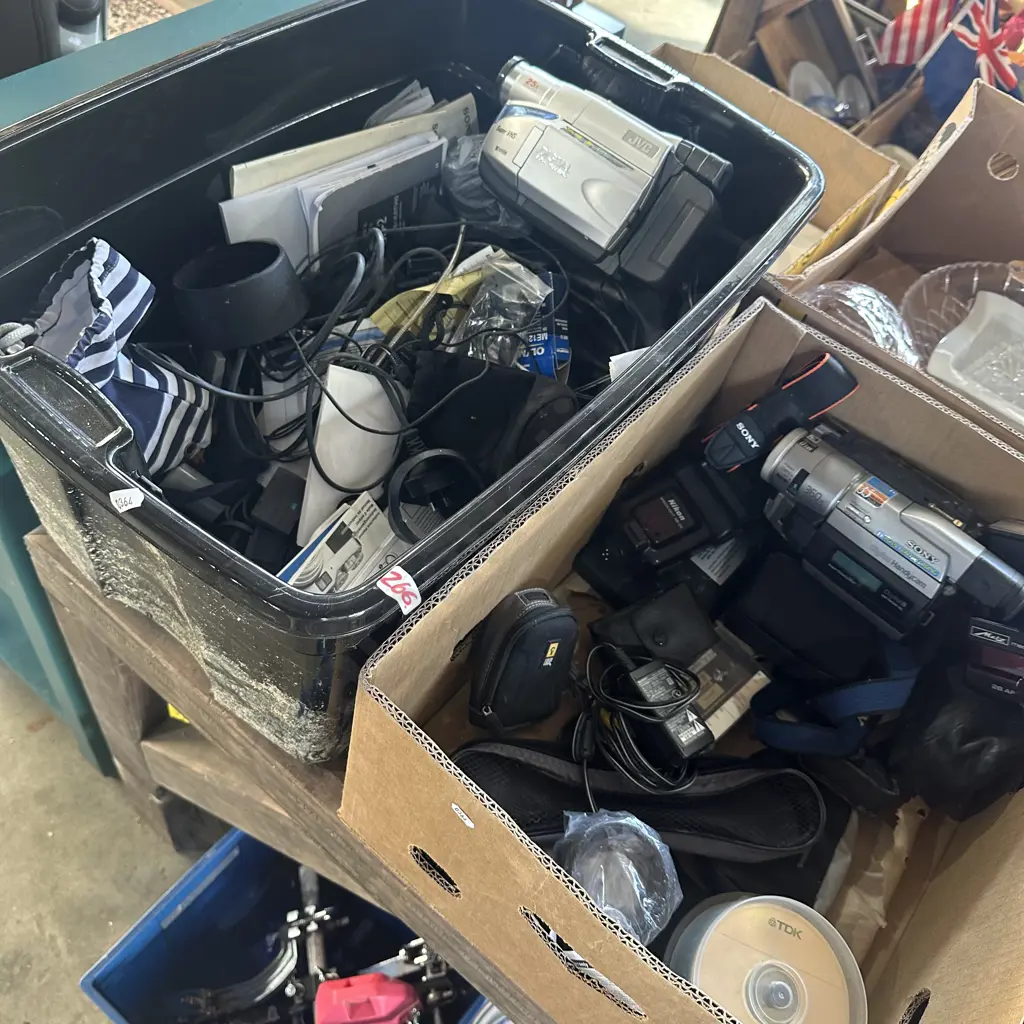 bin and box Sony handy cams and camera parts etc Image 1++
