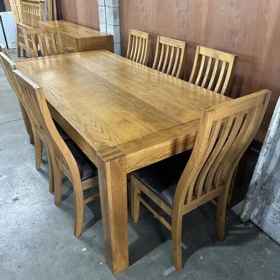 Solid Oak dining table & 8 chairs