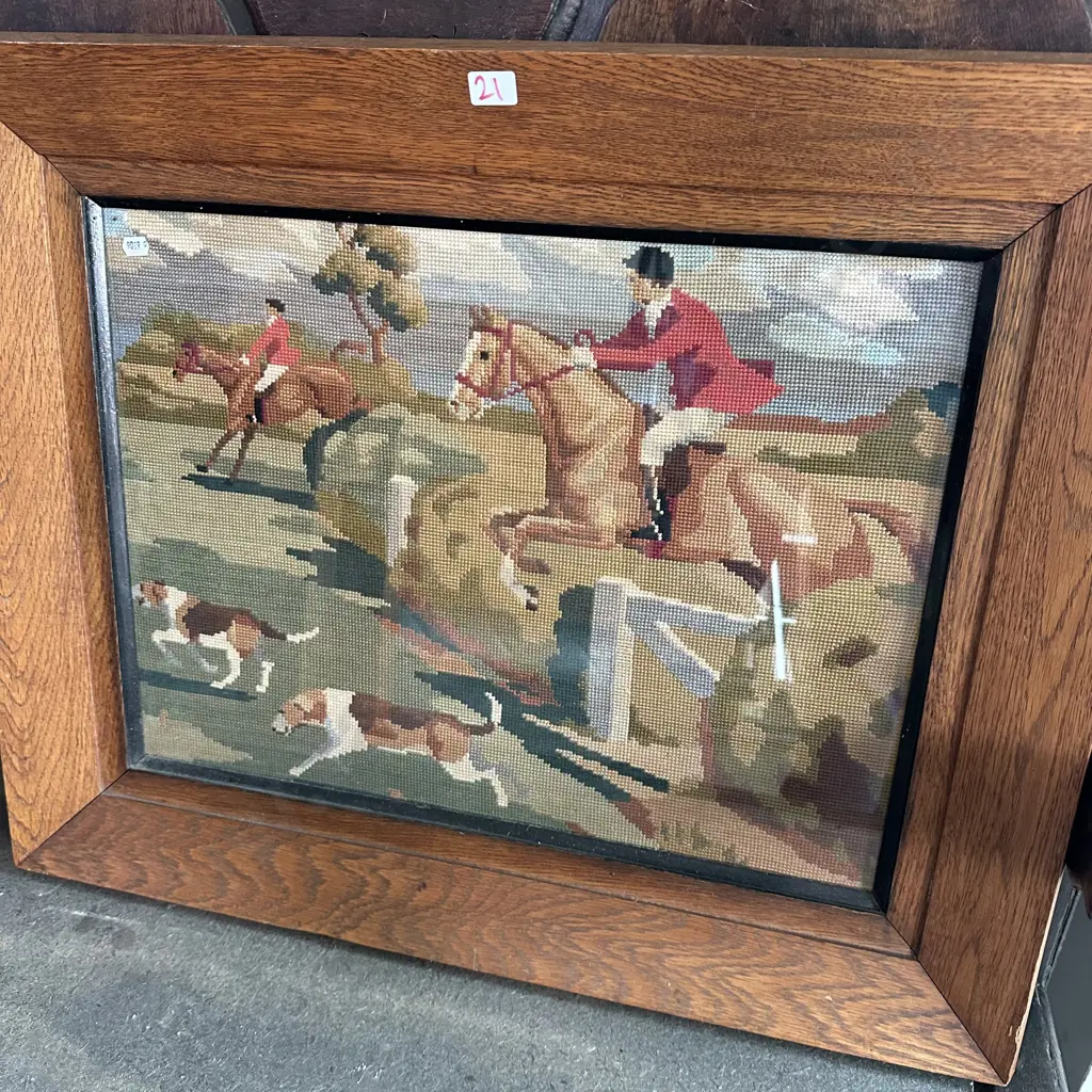 Oak framed hunting scene tapestry Image 1++