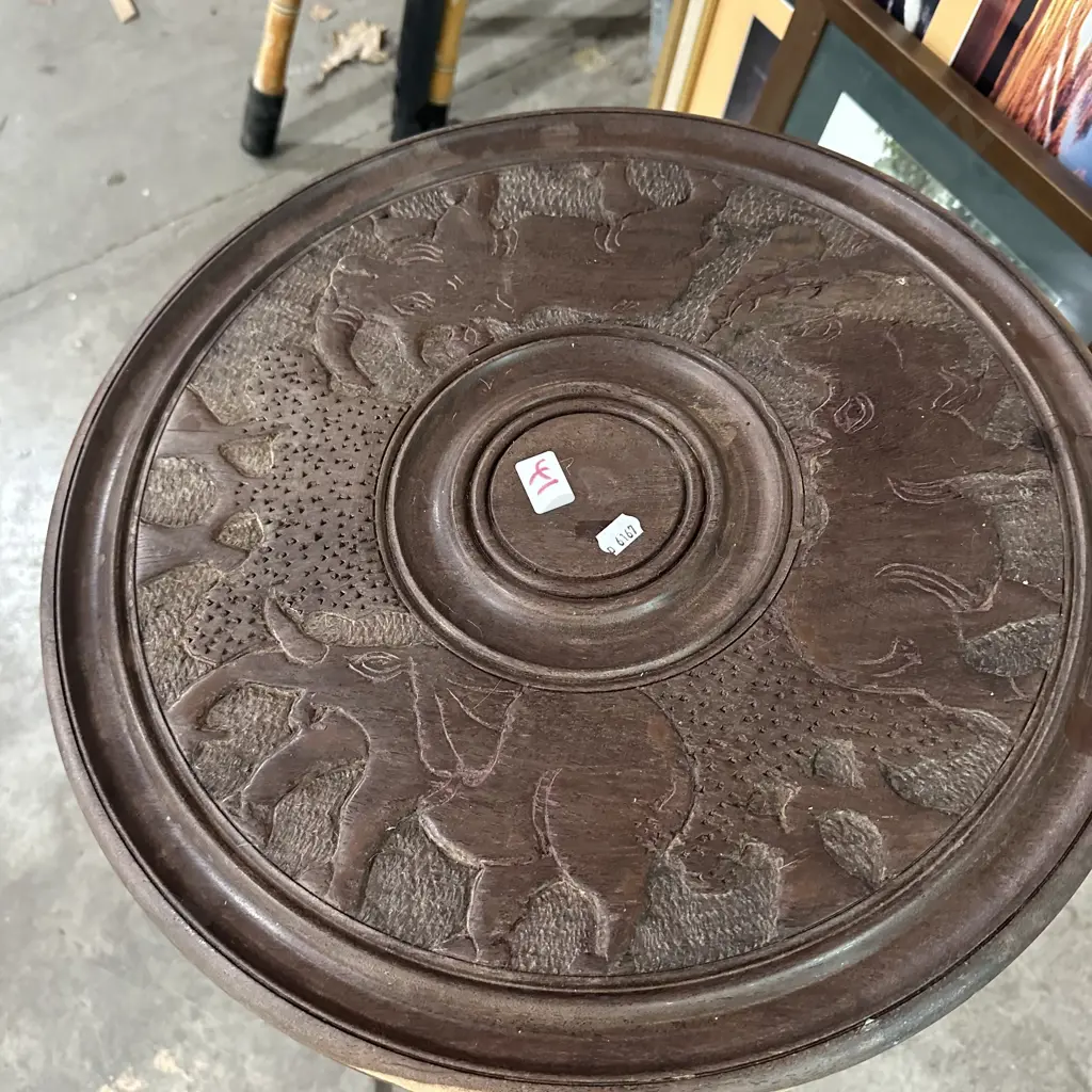 carved hardwood side table Image 1++