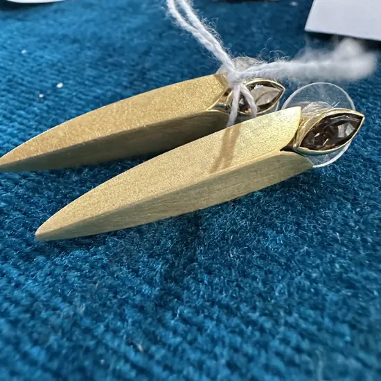 Smoky Quartz earrings 18ct Gold - see details