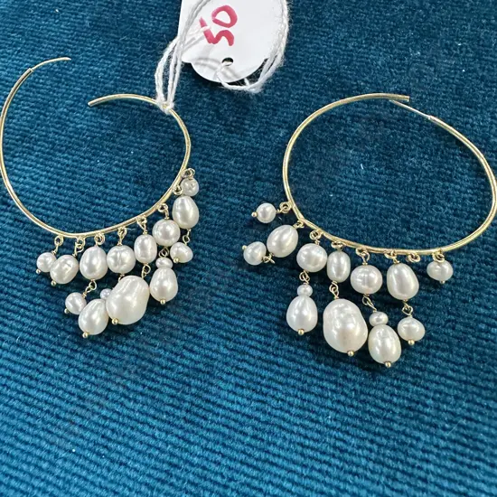 Gold & Pearl hoops